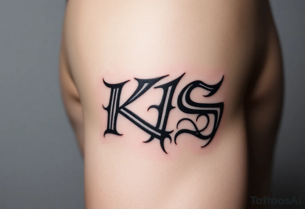 Tatuaje de lettering gótico que forme las letras las letras "KS" tattoo idea