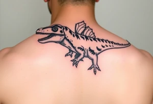 Dilophosaurus staring at me with its fills expanded tattoo idea