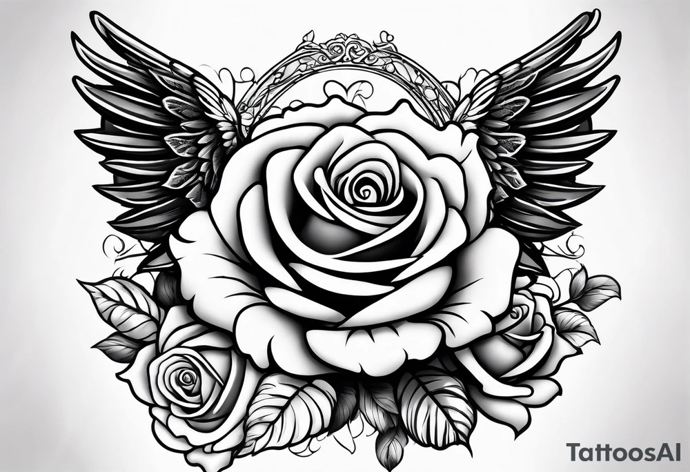Angel wing roses, heaven tattoo idea