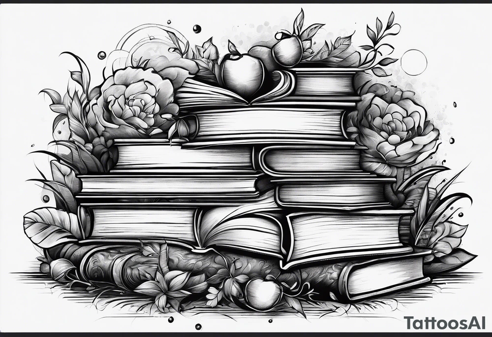 Piles of books tattoo idea