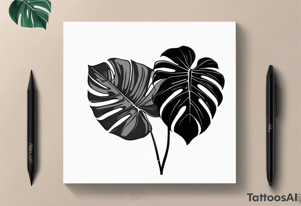 Monstera with the coordinates of my proposal to my wife at (-31.6337829, 152.8332886) tattoo idea