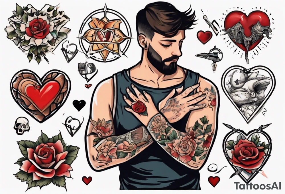 man getting a tattoo on his heart tattoo idea