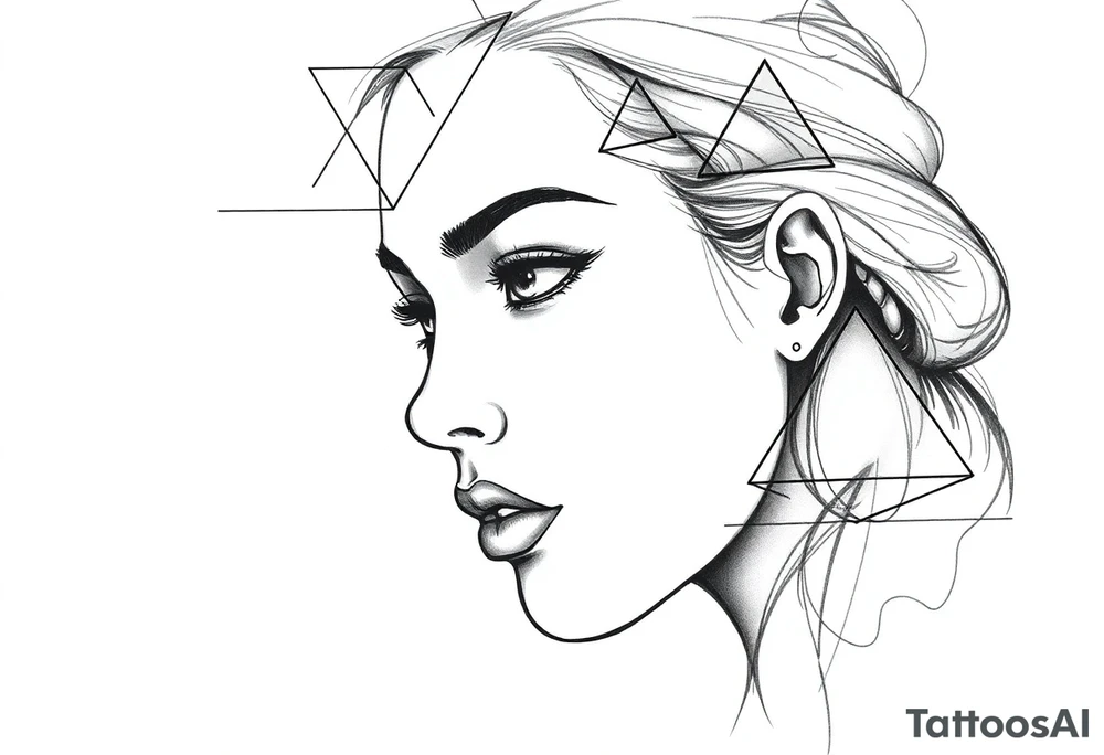 Geometric, triangles, lines, circles tattoo idea
