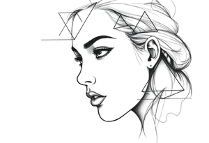 Geometric, triangles, lines, circles tattoo idea
