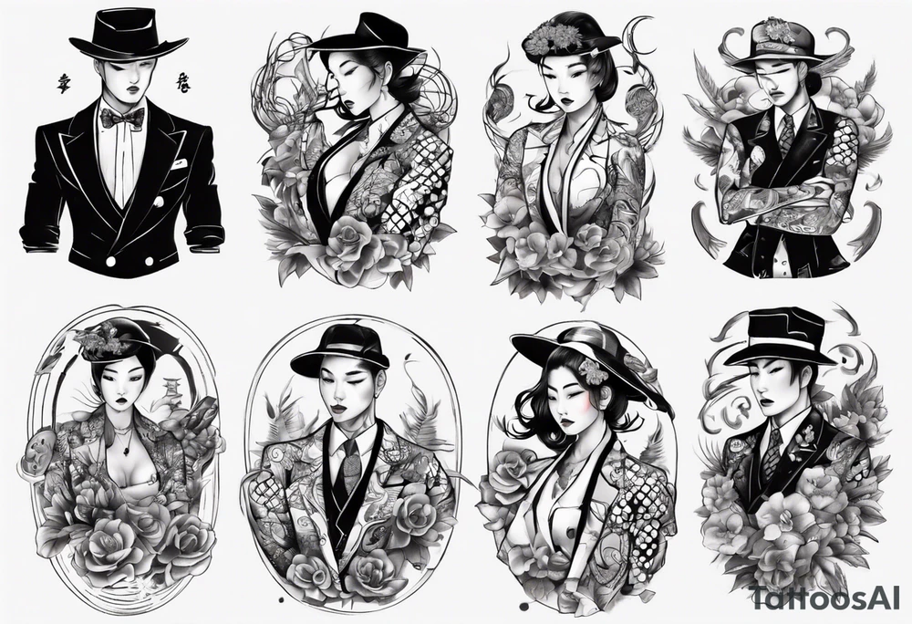 A double breasted suit tattoo idea