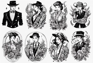 A double breasted suit tattoo idea