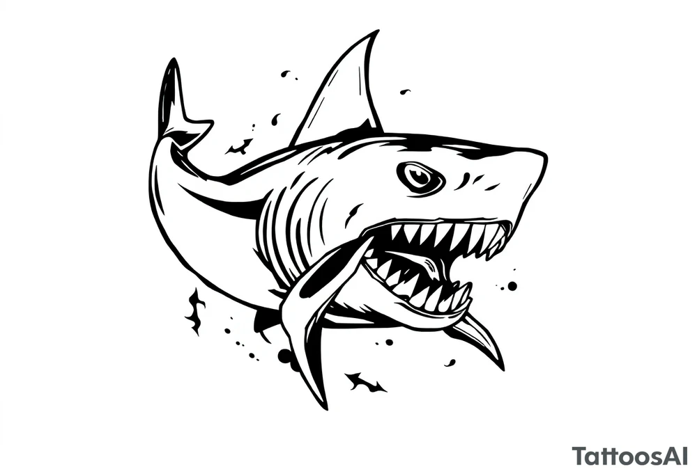 Masculine strong shark flowing tattoo idea