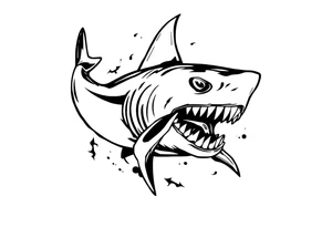 Masculine strong shark flowing tattoo idea