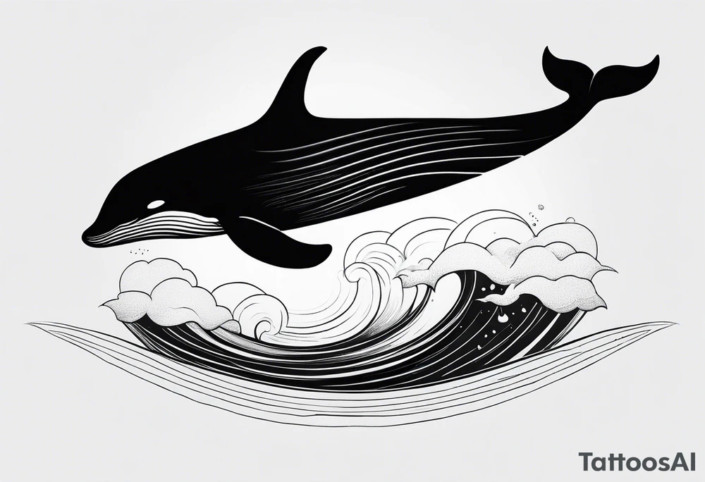 Whale ascending towards light tattoo idea