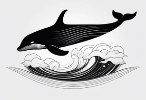 Whale ascending towards light tattoo idea