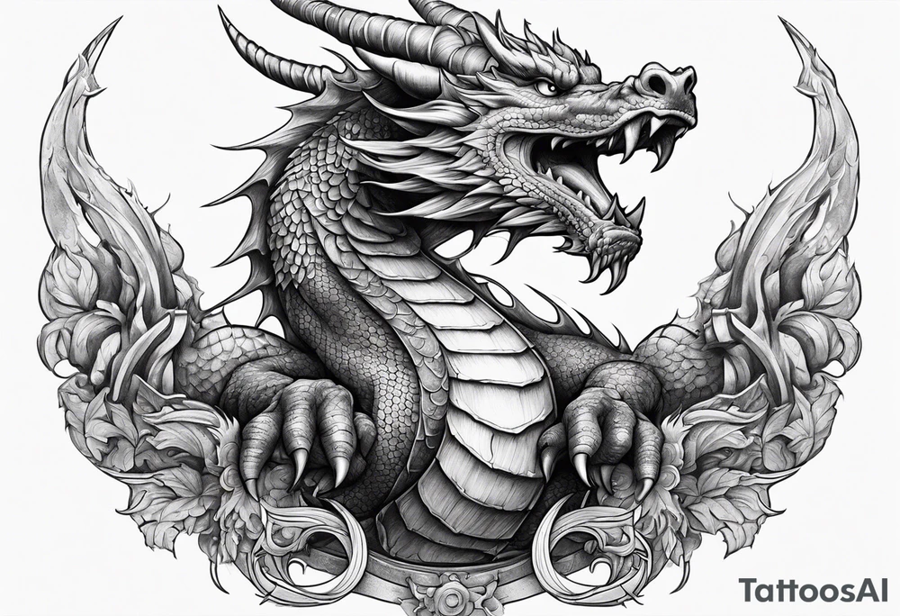 dragon perched with all 4 claws grabbing a pole and facing forward tattoo idea dragon perched with all 4 claws grabbing a pole and facing forward tattoo idea