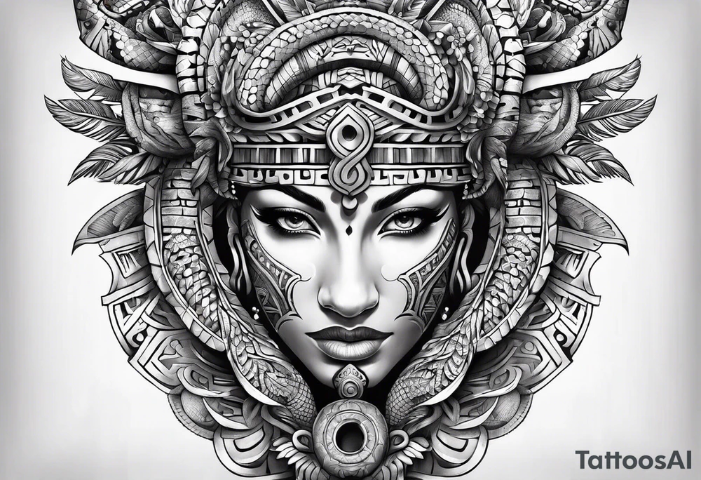 aztec snake sleeve tattoo idea