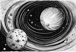 Planets orbiting a supermassive black hole tattoo idea