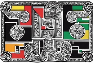 Celtic bands, a black power fist, and the names Kaela and Janice tattoo idea