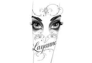 Girl eyes with the name layanna at the bottom of it tattoo idea