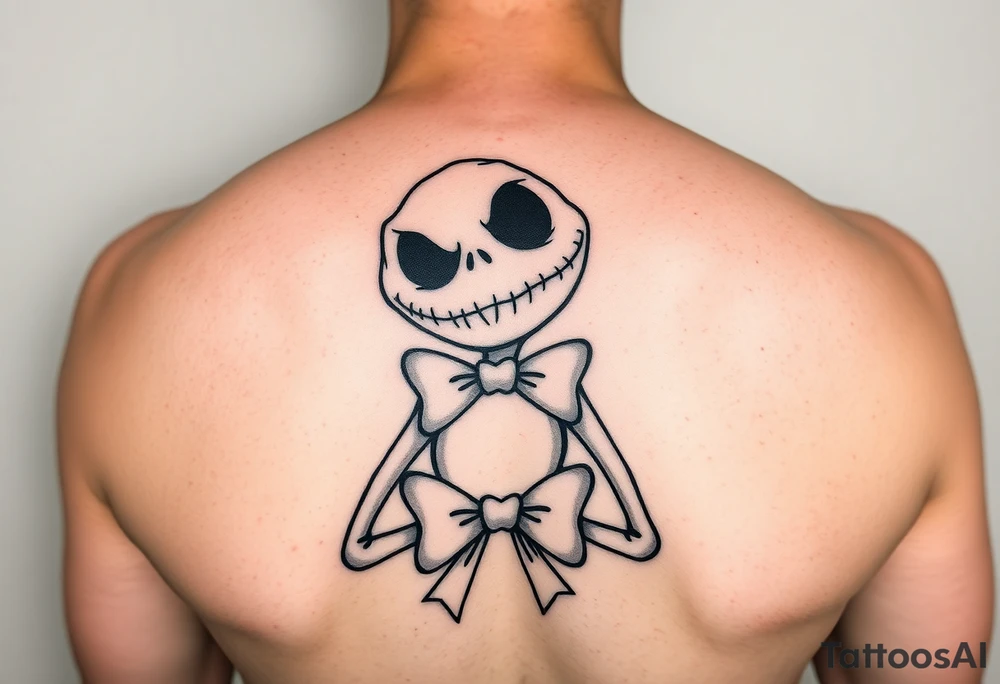 Female oogie boogie from nightmare before Christmas 
with a bow simple linework only tattoo idea