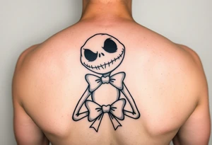 Female oogie boogie from nightmare before Christmas 
with a bow simple linework only tattoo idea