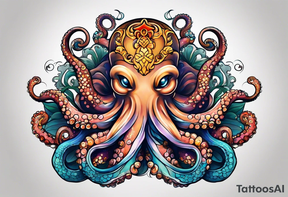 Octopus happy peaceful buddha tattoo idea