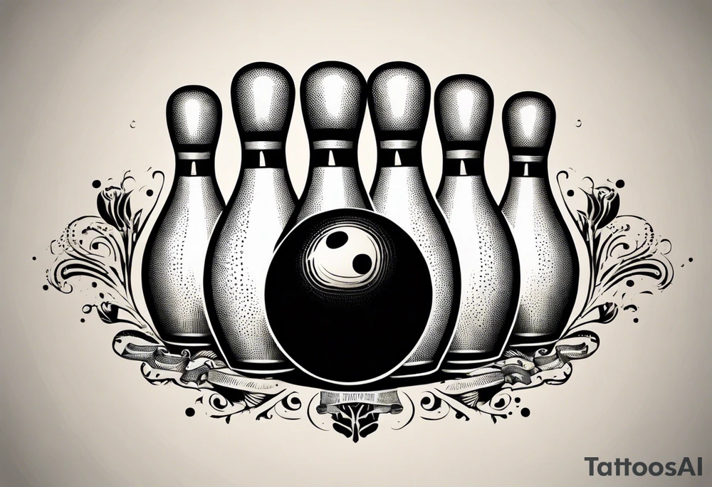 Bowling theme and family crest tattoo idea