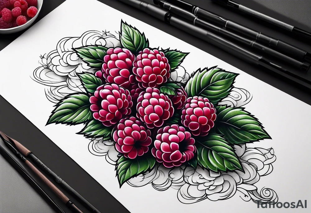 a minimalist raspberry bush that would go vertical down the leg tattoo idea