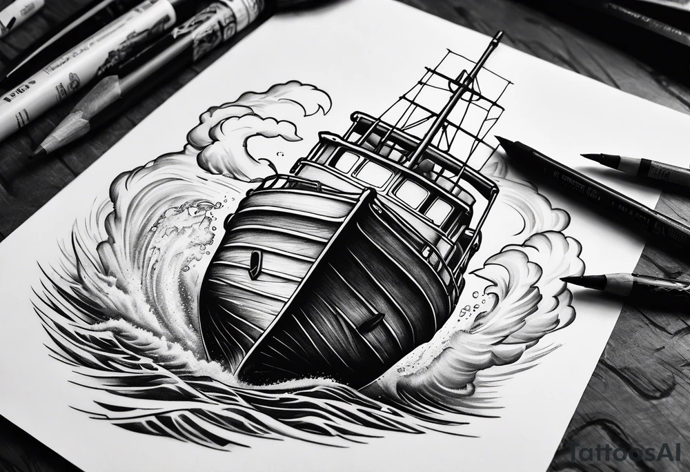 Boat breaking in half tattoo idea
