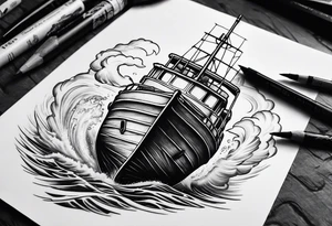 Boat breaking in half tattoo idea