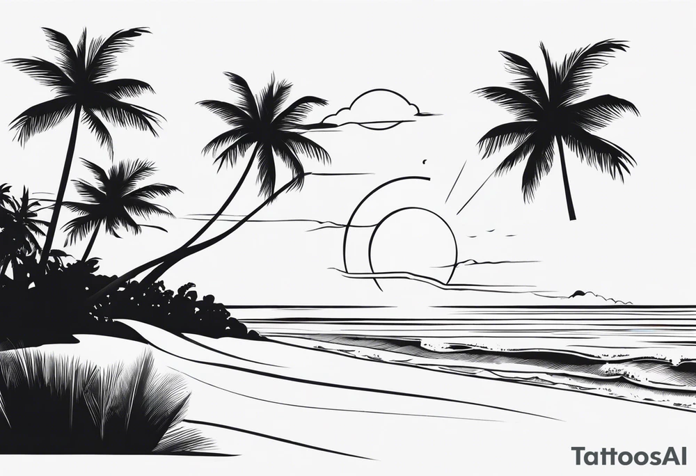 Palm on the beach tattoo idea