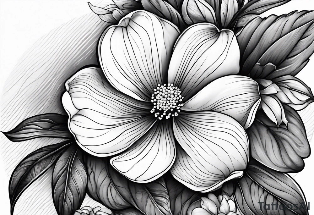 Dogwood flowers and mountains tattoo idea