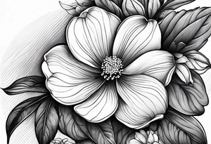 Dogwood flowers and mountains tattoo idea