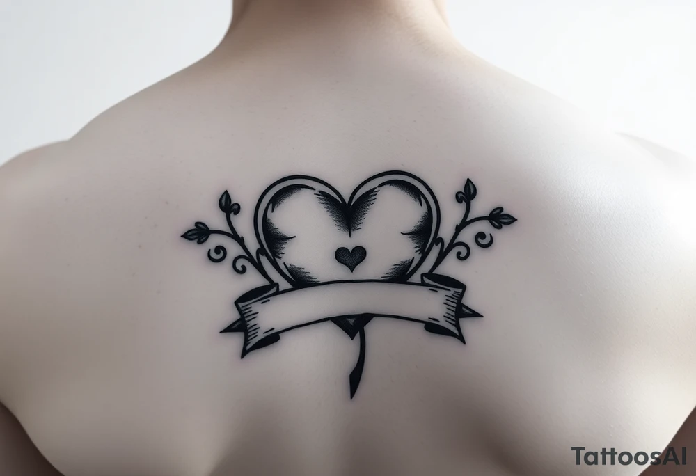 Cute Heart in a Shamrock patch with a banner tattoo idea