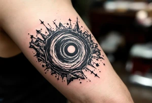 Parallel worlds entered by a black hole tattoo idea