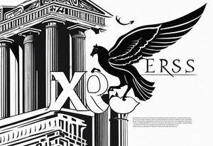 Eros definition with Greek architecture and symbols of love tattoo idea