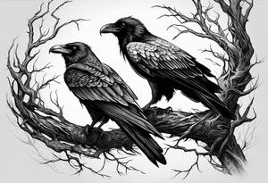 raven and osprey sharing nest tattoo idea