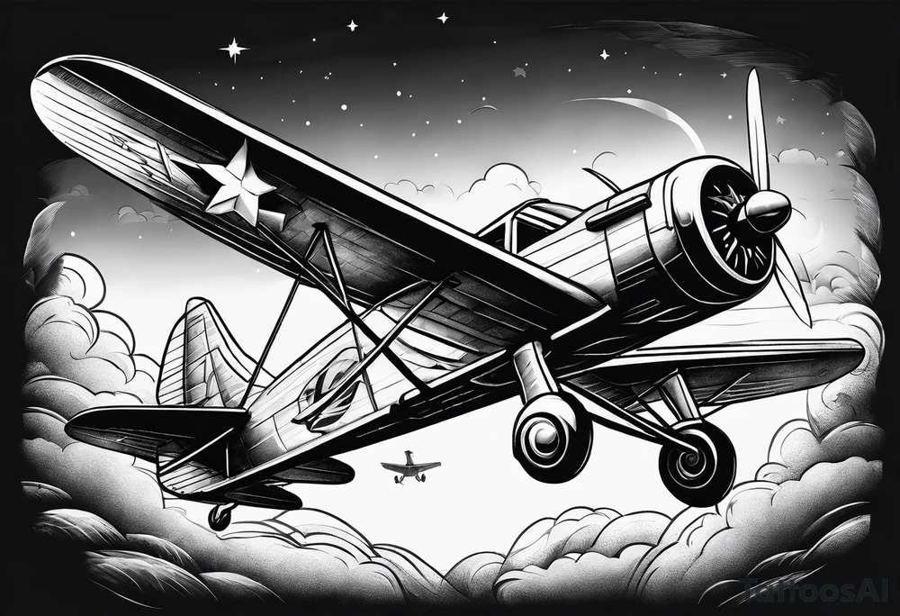 sketch of adventure plane in perspective from the bottom tattoo idea