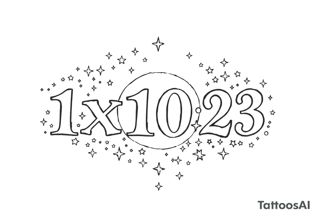 1x10^23 surrounded by cascade of stars and moon tattoo idea