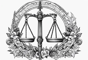 Sword with Libra scales, kinda cybersigilism, kinda earthy tattoo idea