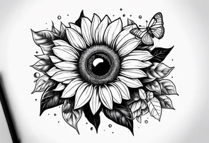 Scene featuring a bumble bee, a lemur, and a sunflower tattoo idea