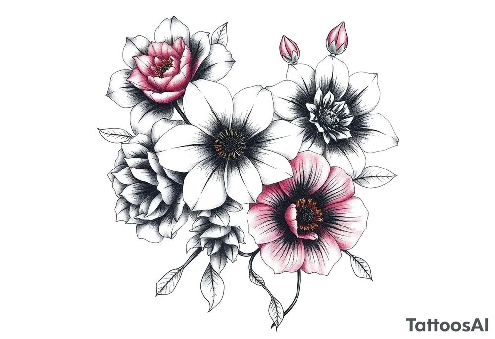 ornaments of flowers tattoo idea