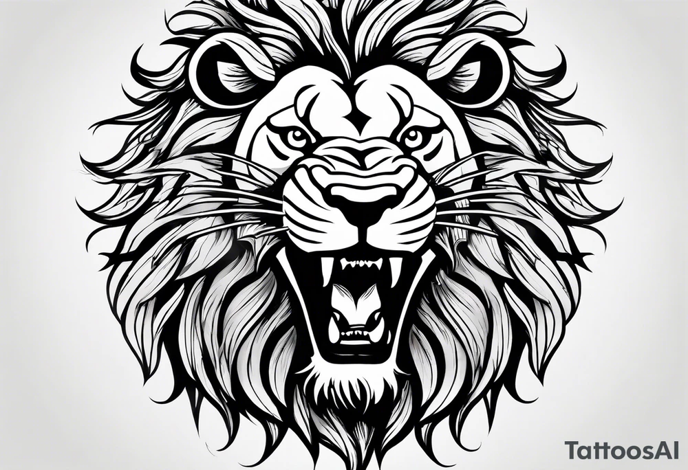 Lion roaring with beautiful teeth showing tattoo idea