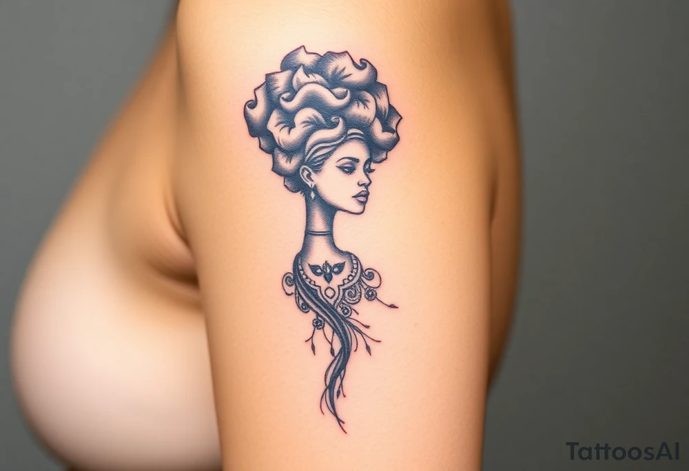 African goddess with afro tattoo idea