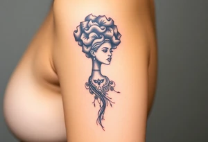 African goddess with afro tattoo idea