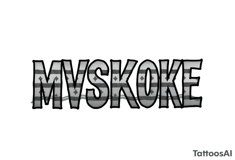 The word “MVSKOKE” shaded with Pendleton print tattoo idea