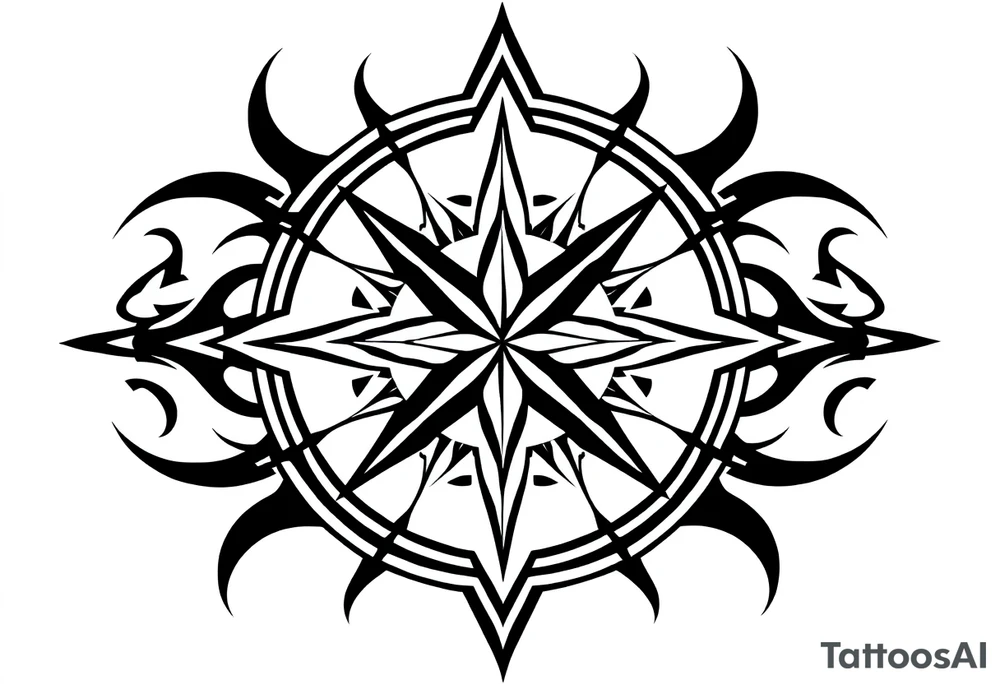 Simple Double layered compass rose tattoo idea