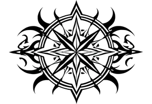 Simple Double layered compass rose tattoo idea