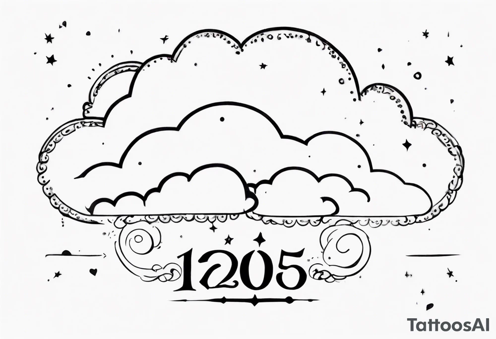 a cloud with the date 12.08.05 tattoo idea