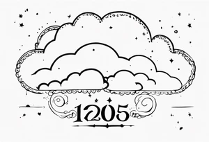 a cloud with the date 12.08.05 tattoo idea