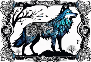 wolf raven and tree of life tattoo idea