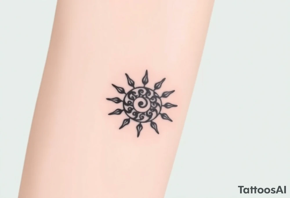 Fibonacci spiral shell sun tattoo idea