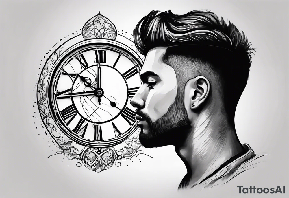 time element in sunset for man simple design tattoo idea