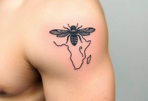 Imaginez le Colisé  en arrière-plan  un gladiateur  la carte de la centre Afrique et une abeille tattoo idea